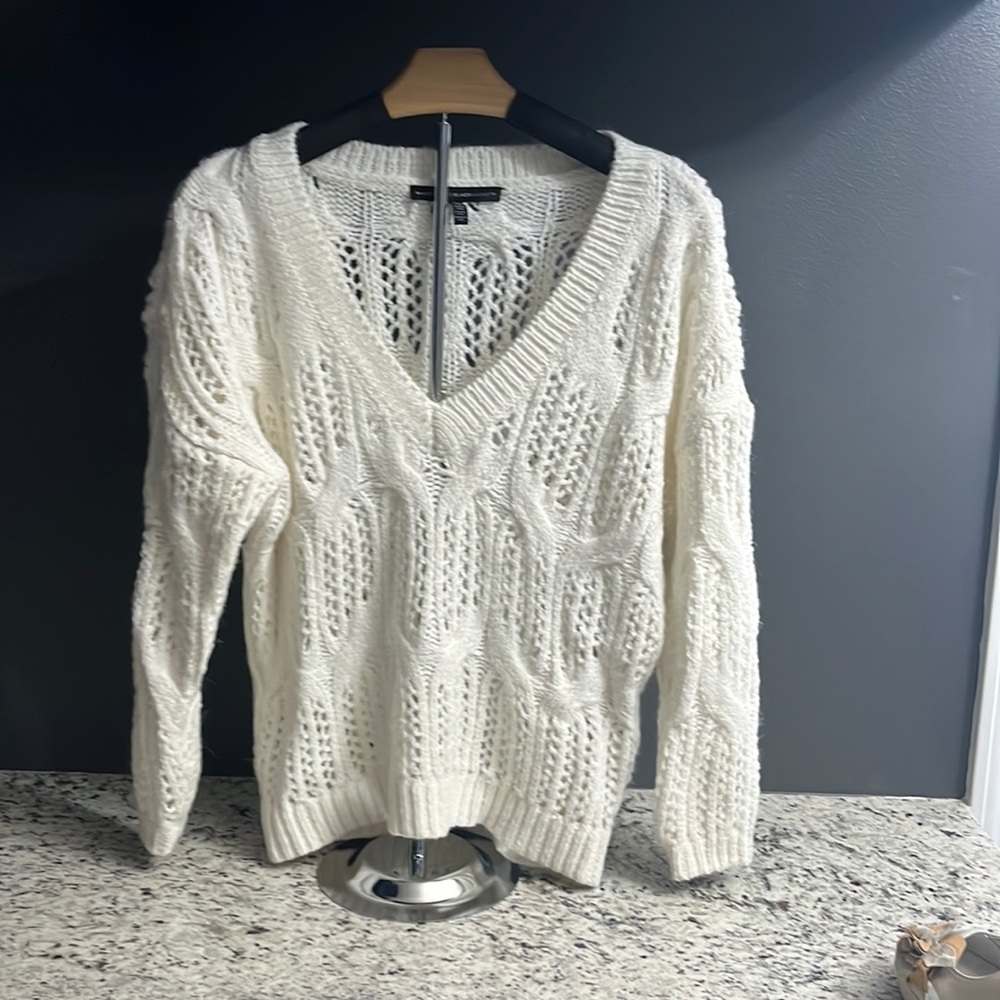 White House, Black Market cream cable sweater